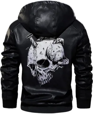 Skull On Hand| Gothic Skull Biker Motorcycle Jacket| Personalized Men PU Leather Vest Jacket Coat