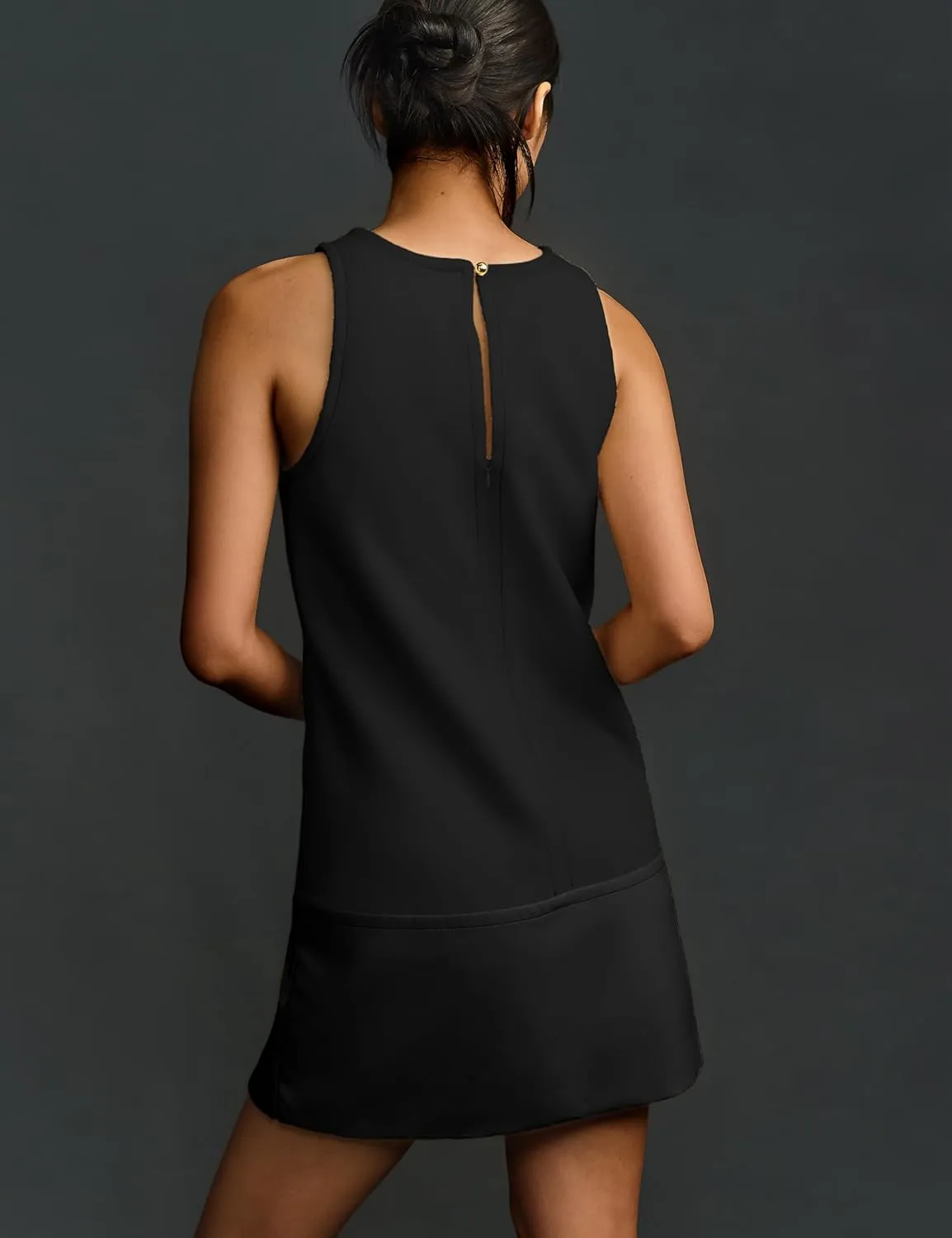 Sleeveless Mini Dress for Women 2025 Summer Casual Beach Crew Neck Zip Up Tank Dresses
