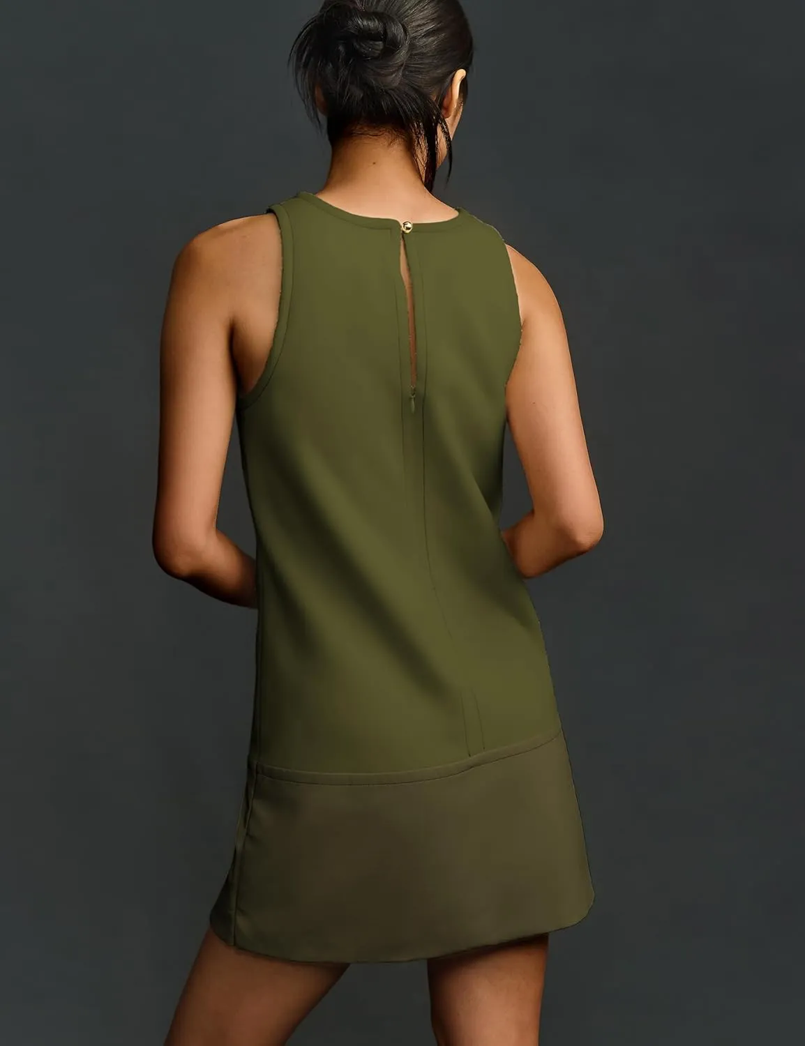 Sleeveless Mini Dress for Women 2025 Summer Casual Beach Crew Neck Zip Up Tank Dresses