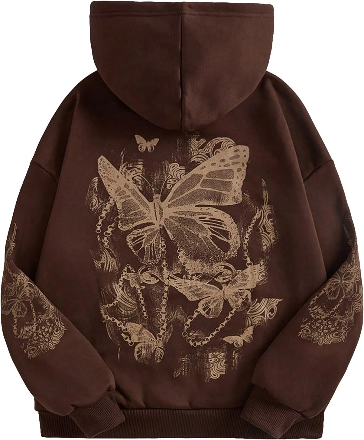 SOLY HUX Women's Graphic Hoodies Butterfly Print Long Sleeve Drawstring Pocket Sweatshirt Pullover Tops
