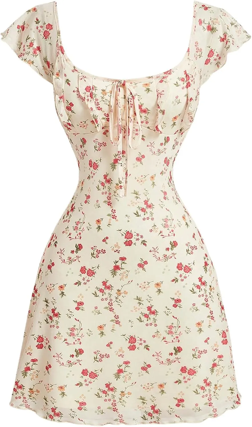 SOLY HUX Women's Vintage Floral Dress Summer Cap Sleeve Mini Dresses Going Out Beach Short Dress