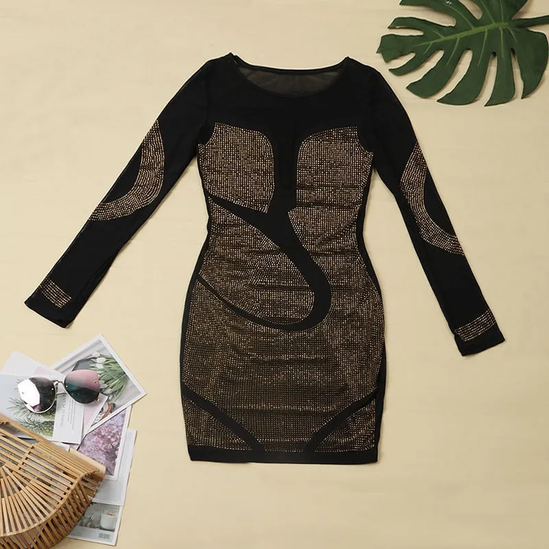 Sparkle Crystal Studded Short Party Dress