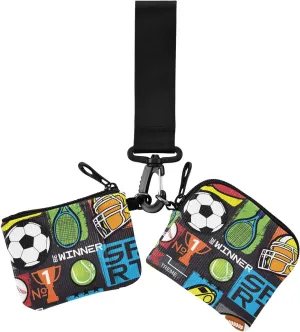 Sport Pattern Repeated Backdrop Dual Wristlet Wallets for Women Small Detachable Coin Purse Change Holder with Zipper Coin Pocket for Men Women 2 Pcs