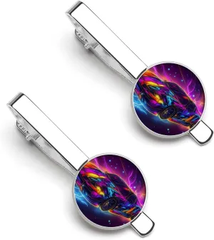 Sports Car Men's Tie Clips Classic Silver Tack Pins Shirt Cufflinks Suit Accessories for Business Wedding Anniversary
