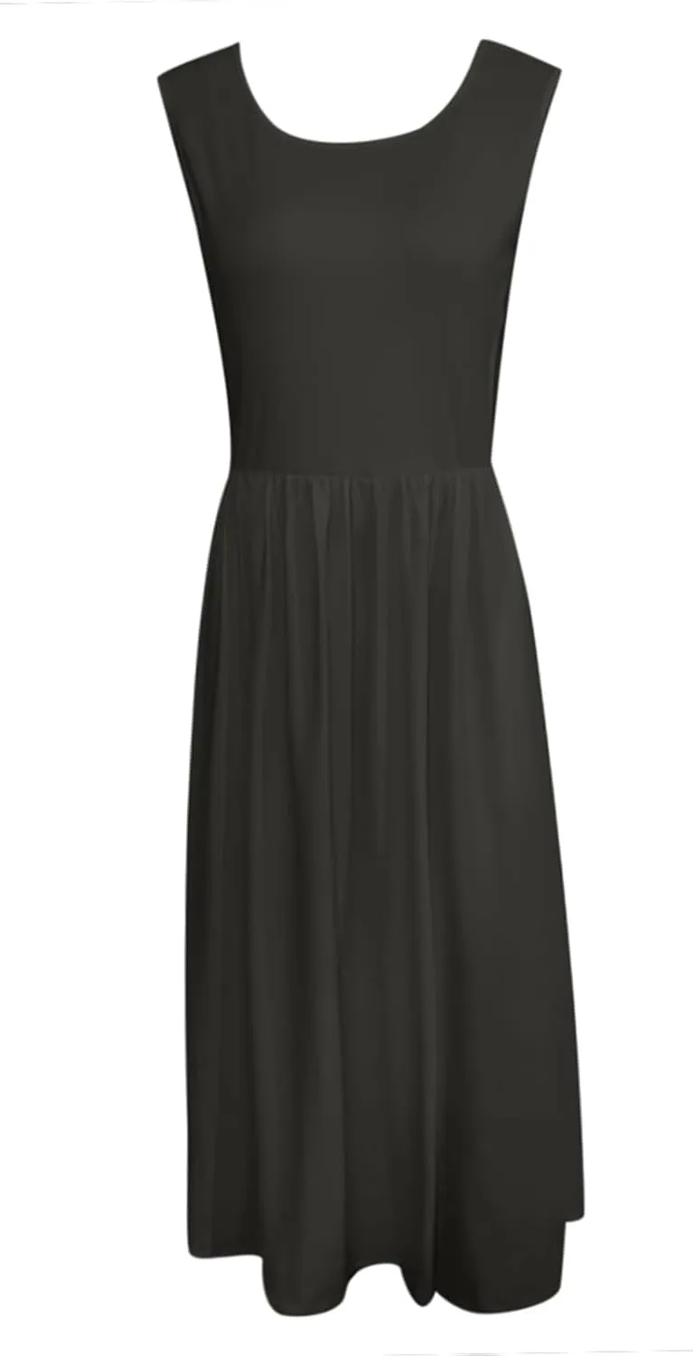 Spring Dresses for Women Tank Midi Dress Sleeveless A-Line Casual Floral T-Shirt Flowy Beach Sundress with Pockets
