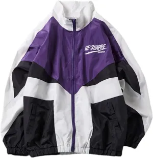 Sumleno Y2k Jacket for Women Zip Up Bomber Jacket Y2k Clothing Racing Varsity Oversized Color Block Coat Unisex