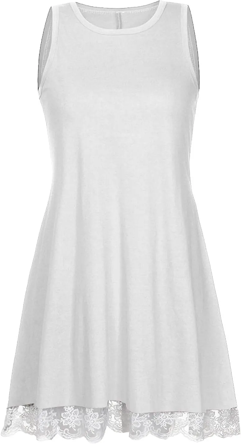 Sun Dresses for Women 2024 Summer Sleeveless Crew Neck Mini Dress Casual Loose Comfy Beach Tank Dress with Pockets