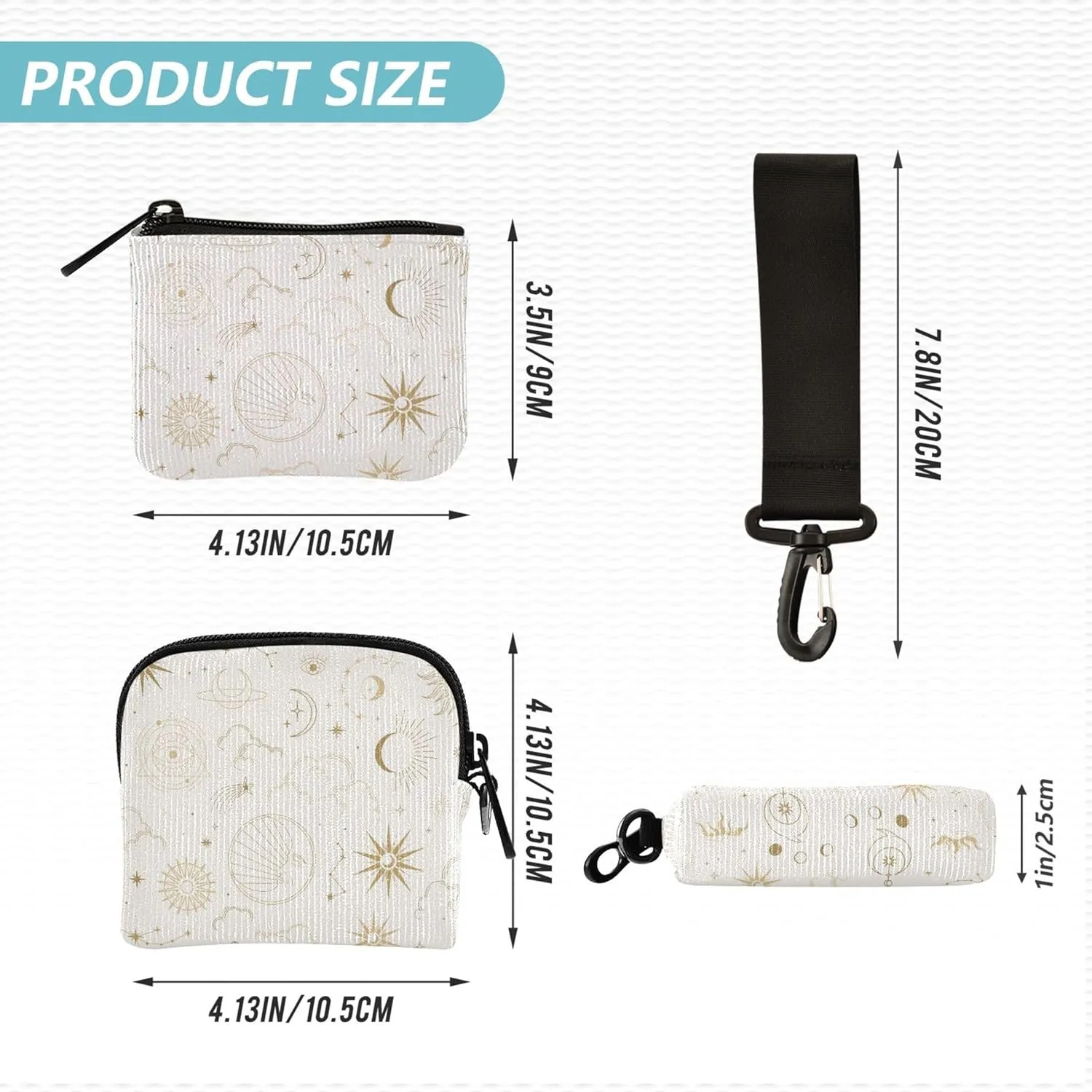 Sun Moon Magic Eyes Clouds and Stars Women's Card Cases Change Holder Small Detachable Business Card Holder with Wristle Strap for Men Women 2 Pcs