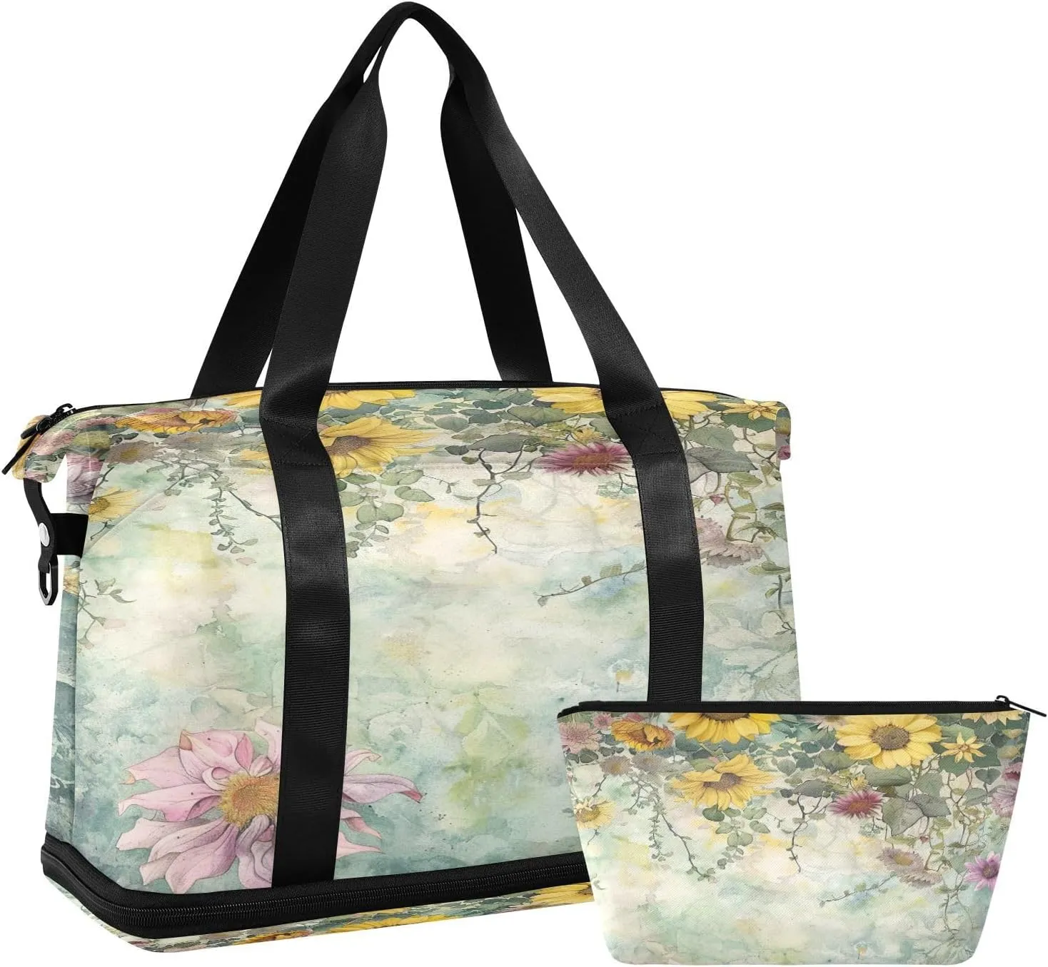 Sunflower Sports Gym Bag with Waterproof Dry Wet Pocket, Travel Duffel Bag for Women MenWorkout Bag Fits Yoga, Swimming