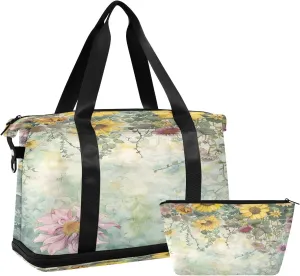 Sunflower Sports Gym Bag with Waterproof Dry Wet Pocket, Travel Duffel Bag for Women MenWorkout Bag Fits Yoga, Swimming