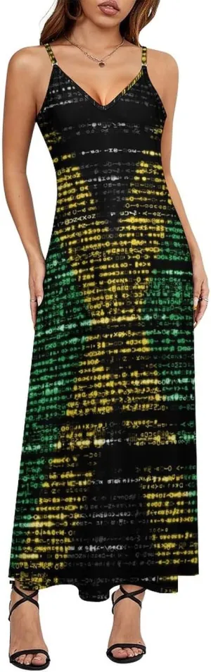 TAIZIYEAH Women's Summer Jamaica Flag Sundress Beach Camisole Dress