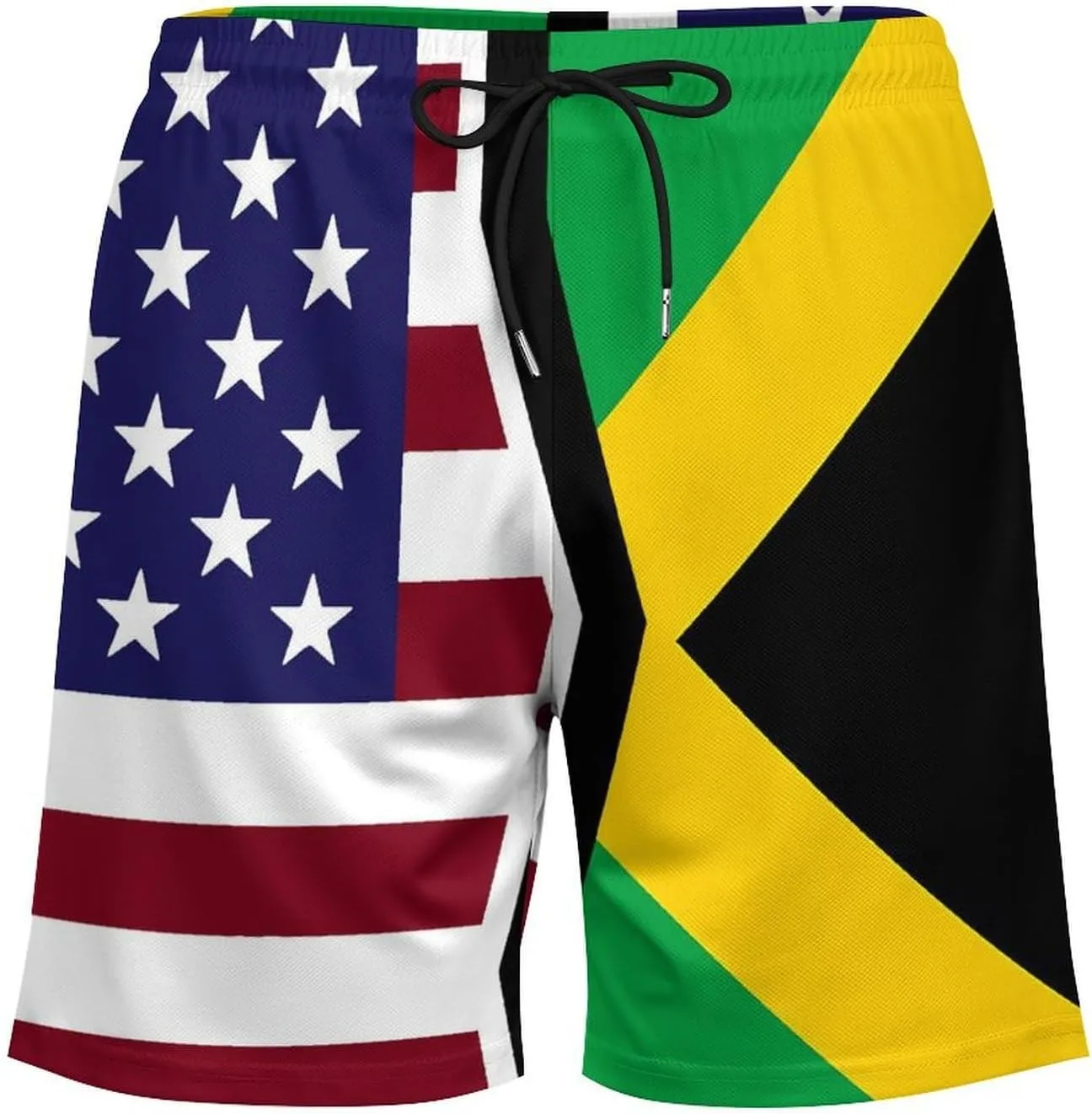 United States and Jamaica Flag Quick Dry Mens Swim Trunks Swimming Beach Board Shorts with Pockets Workout Gym