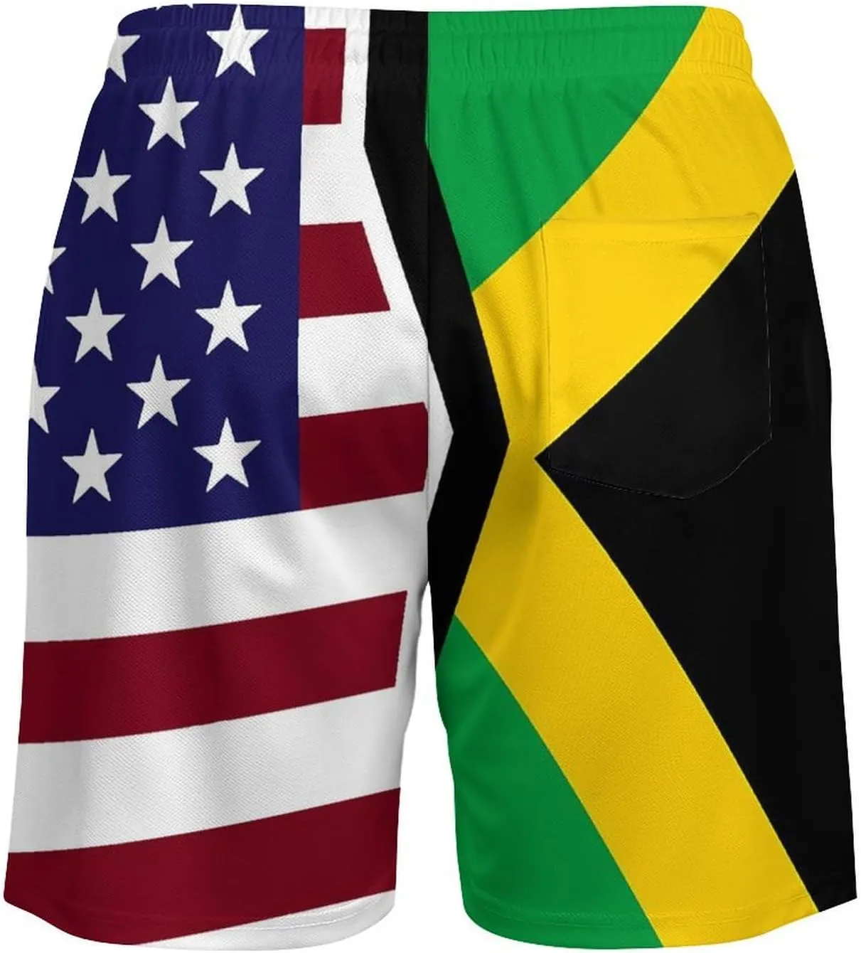 United States and Jamaica Flag Quick Dry Mens Swim Trunks Swimming Beach Board Shorts with Pockets Workout Gym