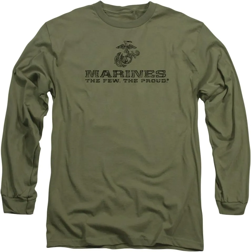 US Marine Corps Distressed Logo Unisex Adult Long-Sleeve T Shirt for Men and Women