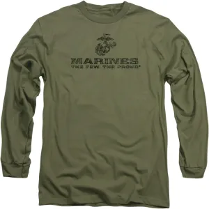 US Marine Corps Distressed Logo Unisex Adult Long-Sleeve T Shirt for Men and Women