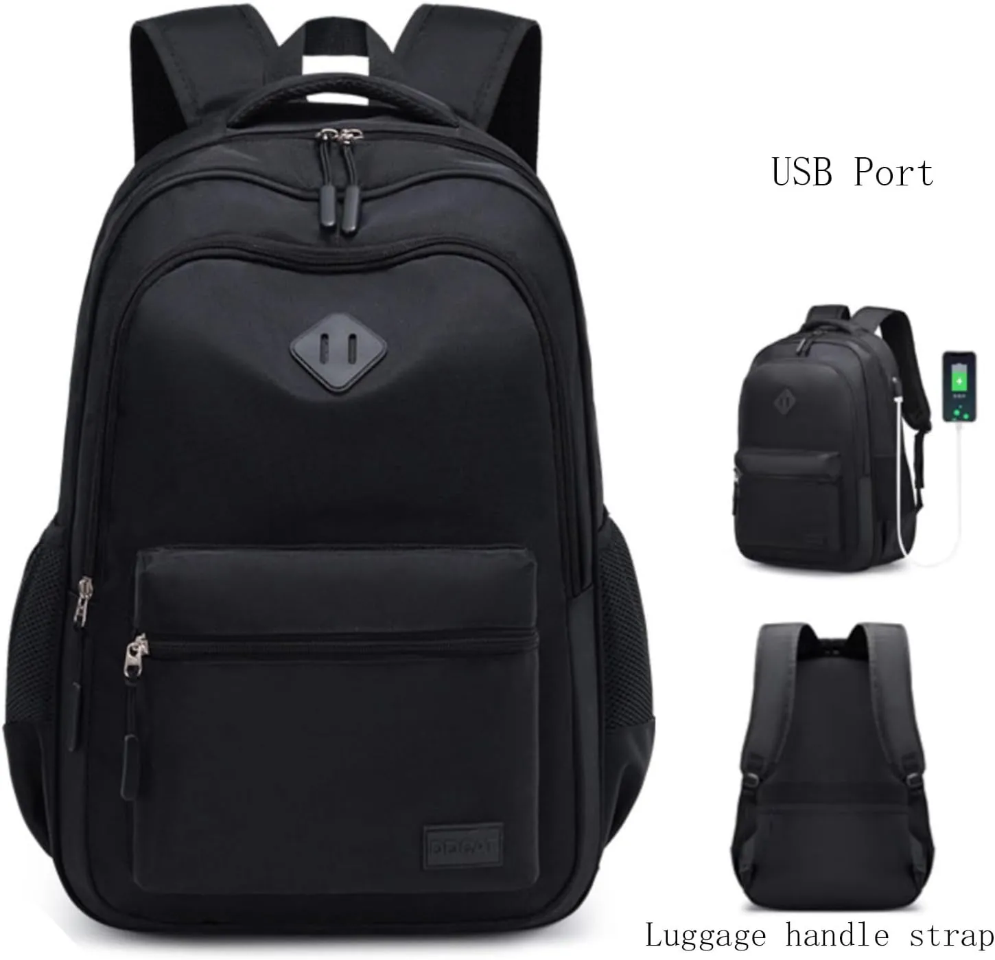 USB Port Black Backpack WaterResistant Bookbag With 8 Compartments Large Capacity Travel Laptop Backpack Travel (B1)