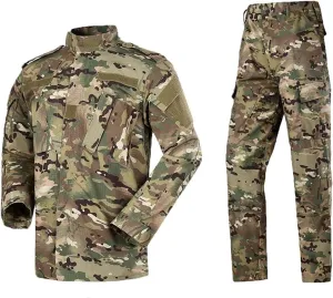 USTZFTBCL Camo Army Uniform Suit Men Outdoor Training Tactical Military Shirt Pants Set