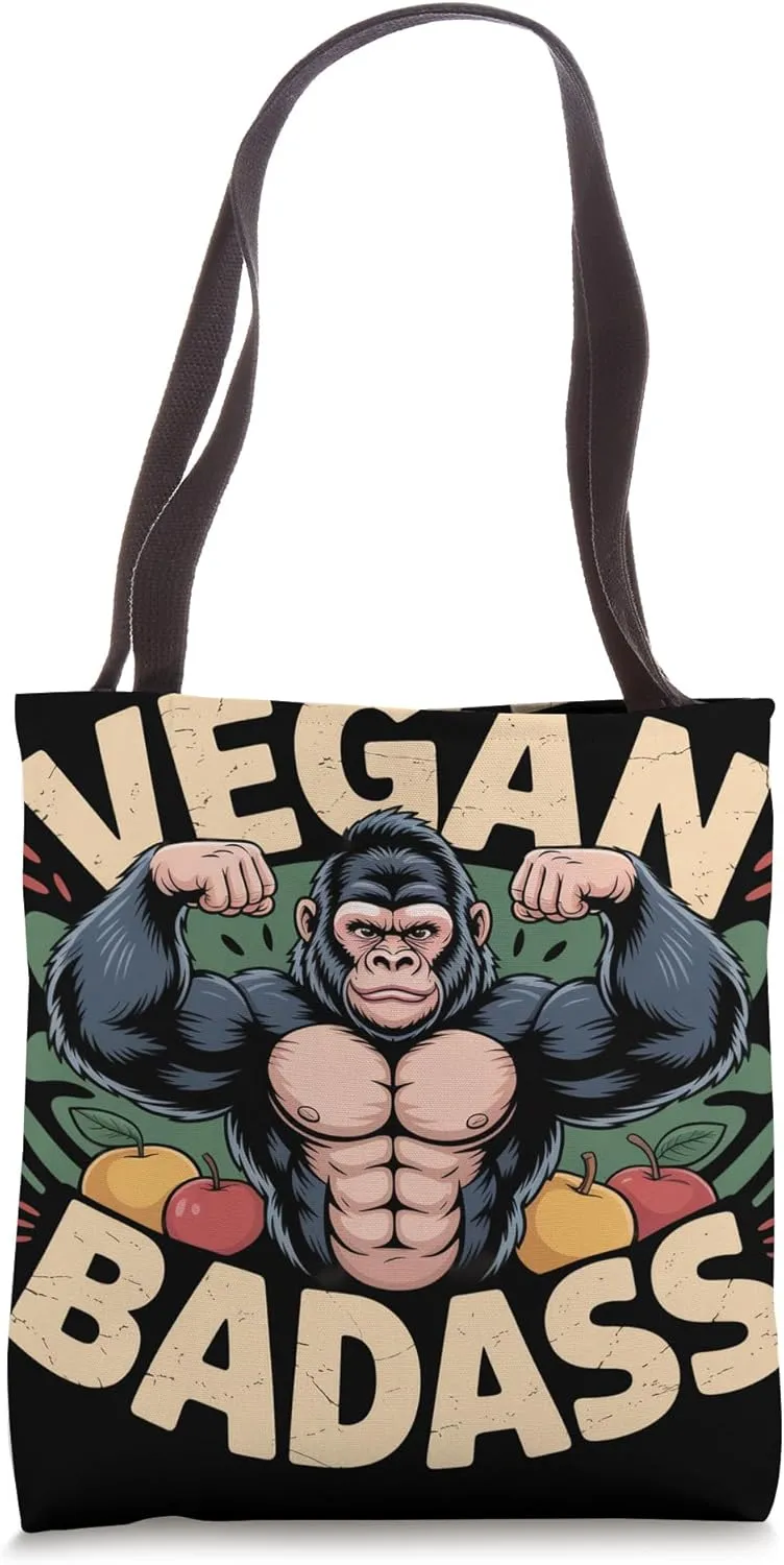 Veganism Vegetarian Badass Gorilla Vegan Bodybuilder Tote Bag