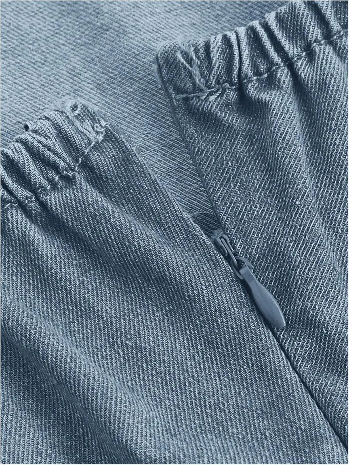 WDIRARA Women's Casual Square Neck Denim Dress Ruffle Hem A Line Mini Dress
