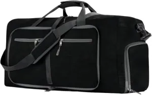 Weekender Travel Bag 24inch Garment Bag with Shoe Compartment, 2 in 1 Hanging Suitcase Suit Weekender Bags Sport Gym Bag(Black)