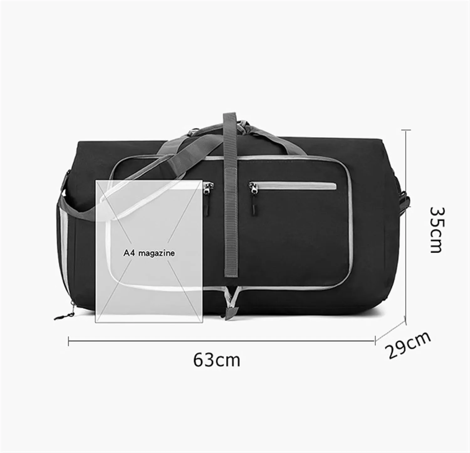 Weekender Travel Bag 24inch Garment Bag with Shoe Compartment, 2 in 1 Hanging Suitcase Suit Weekender Bags Sport Gym Bag(Black)