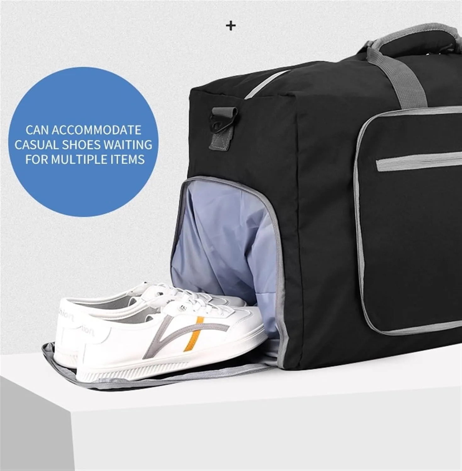 Weekender Travel Bag 24inch Garment Bag with Shoe Compartment, 2 in 1 Hanging Suitcase Suit Weekender Bags Sport Gym Bag(Black)