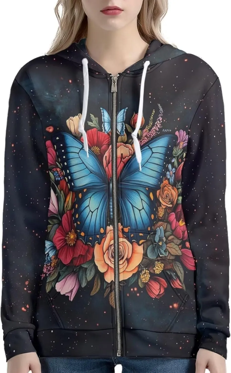 WELLFLYHOM Zip Up Hoodie for Women Y2K Sweatshirt Oversize Jacket Hoodies
