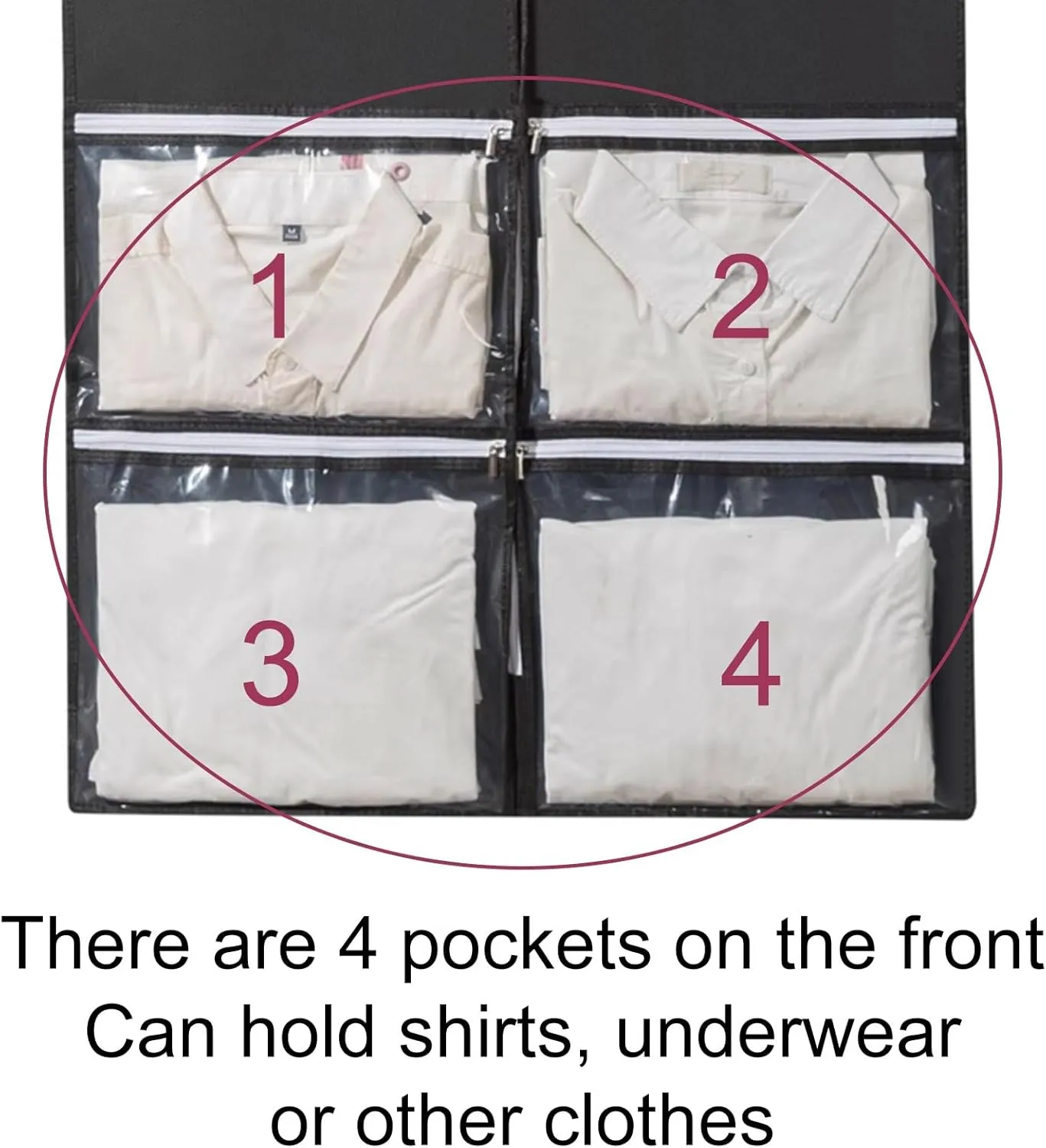 Wide Suit Cover Bags, Garment Bag with 4 Pockets, Large Capacity, Suitable for Uniforms, Dance Clothes, Dresses, Down Jackets(White,60x10x125cm/24x3x49in)