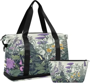 Wildflowers Sports Gym Bag with Waterproof Dry Wet Pocket, Travel Duffel Bag for Women MenWorkout Bag Fits Yoga, Swimming