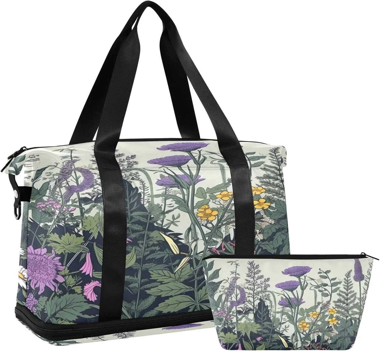 Wildflowers Sports Gym Bag with Waterproof Dry Wet Pocket, Travel Duffel Bag for Women MenWorkout Bag Fits Yoga, Swimming