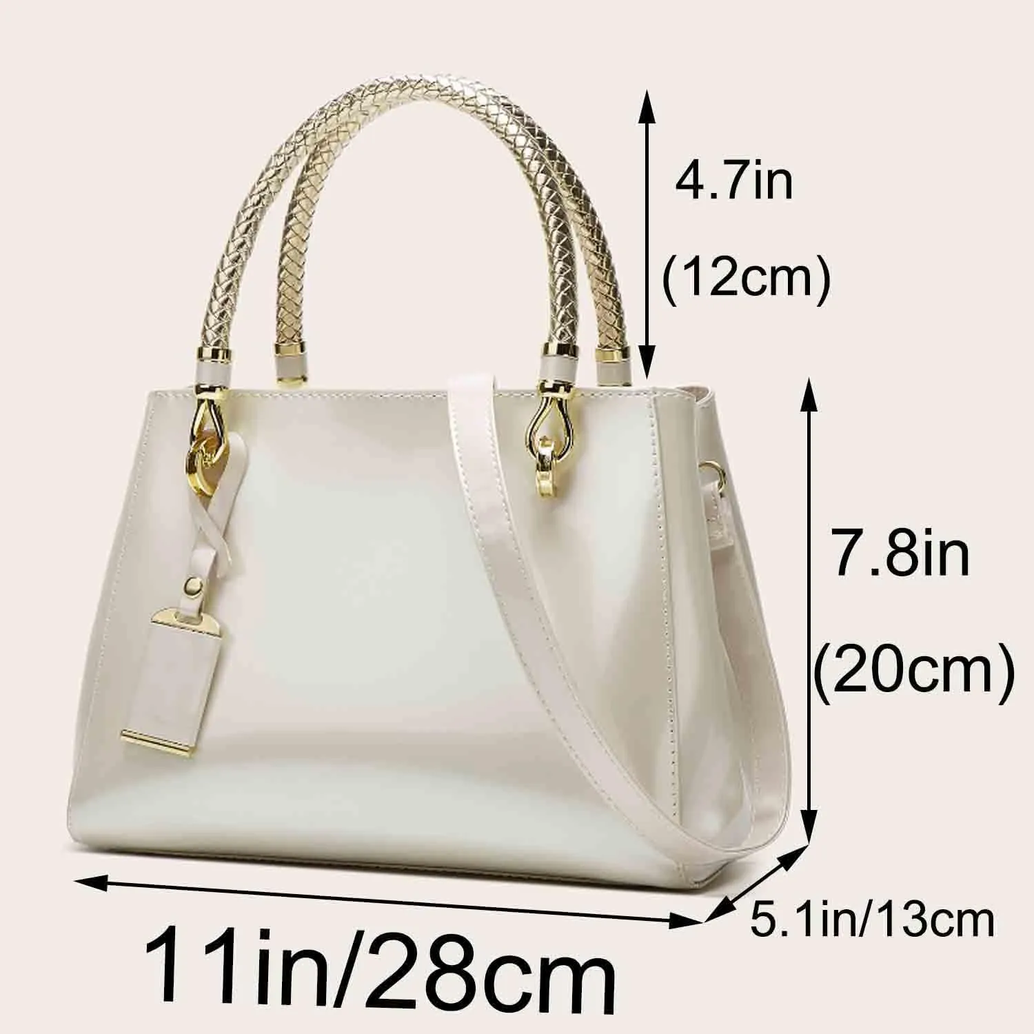 Women Elegant Handbag and Purse Top Handle Bag Patent Leather Tote Satchel Shoulder Bag