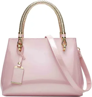 Women Elegant Handbag and Purse Top Handle Bag Patent Leather Tote Satchel Shoulder Bag
