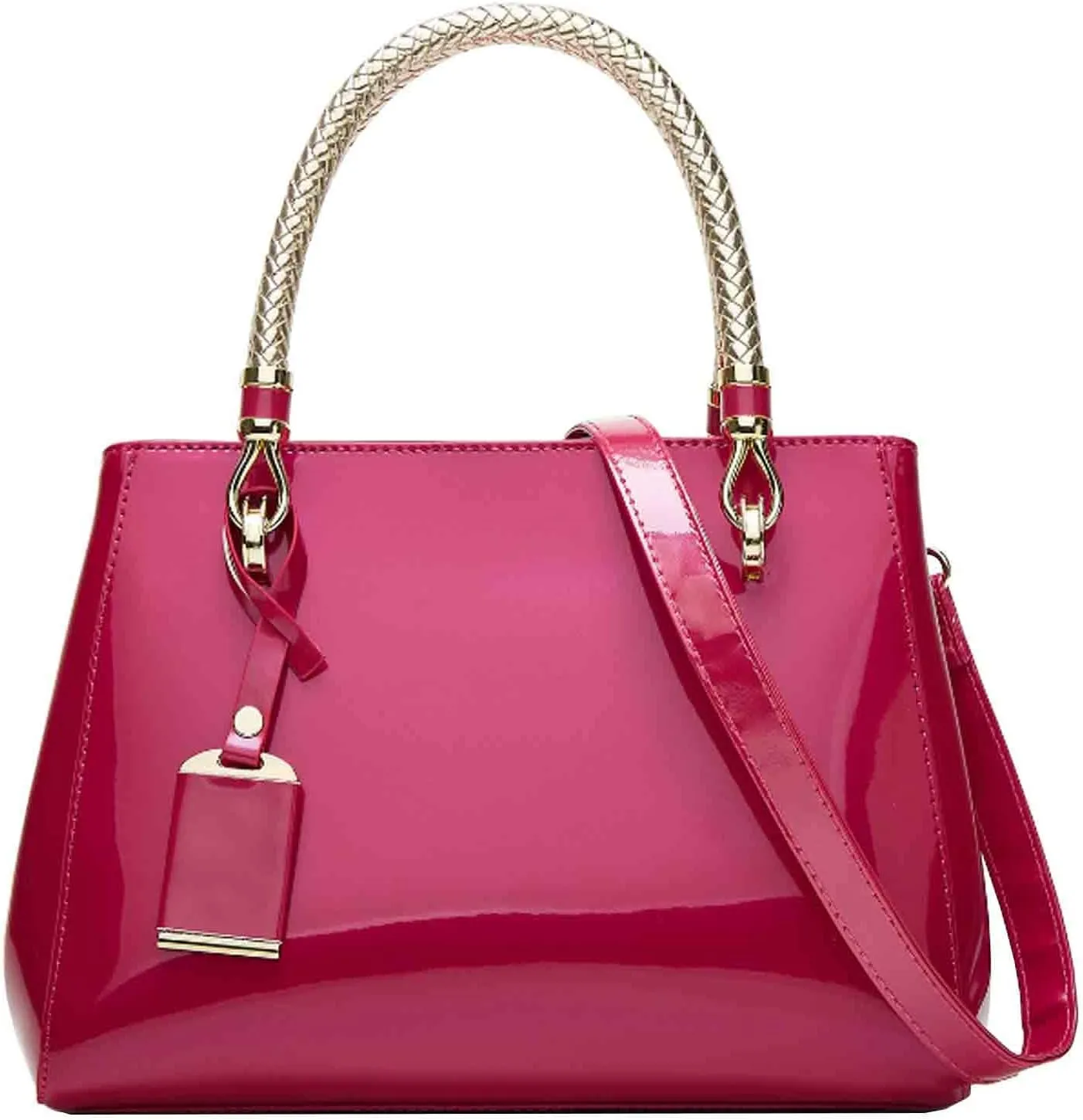 Women Elegant Handbag and Purse Top Handle Bag Patent Leather Tote Satchel Shoulder Bag