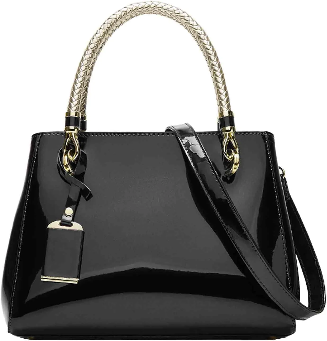 Women Elegant Handbag and Purse Top Handle Bag Patent Leather Tote Satchel Shoulder Bag