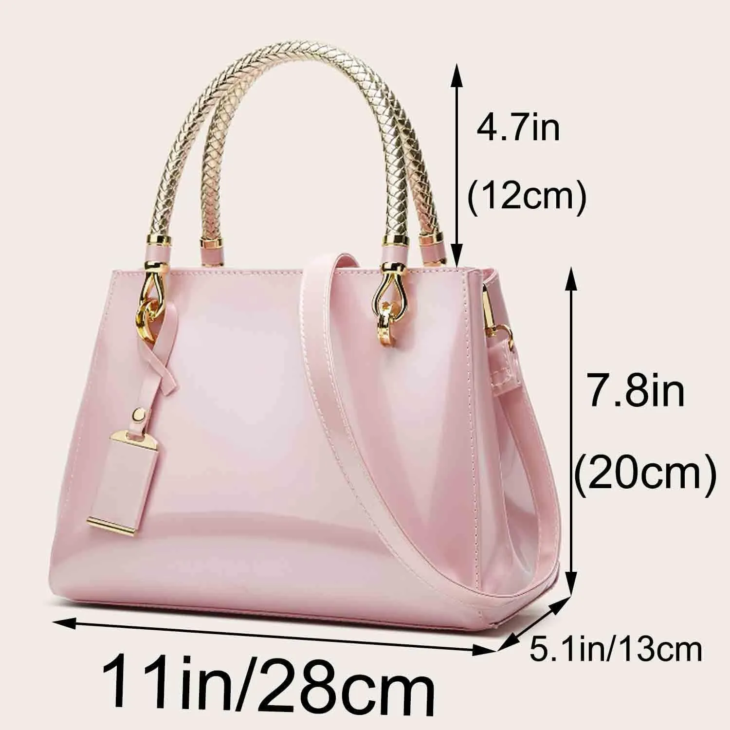 Women Elegant Handbag and Purse Top Handle Bag Patent Leather Tote Satchel Shoulder Bag