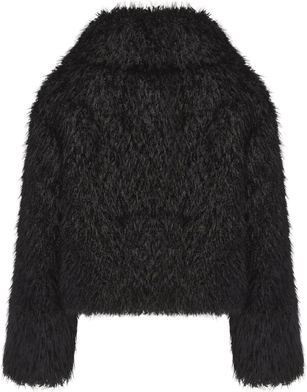 Women Faux Fur Jacket Zip Up Large Turn-Down Collar for Short Jackets Fall and Winter Warm Fluffy Cardigan Coat