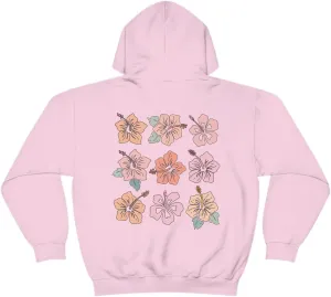Women Floral Print Preppy Hoodies Y2k Long Sleeve Oversized Sweatshirt Aesthetic Flower Graphic Hooded Pullover Top
