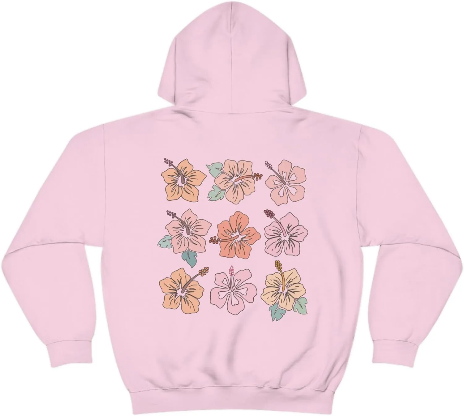 Women Floral Print Preppy Hoodies Y2k Long Sleeve Oversized Sweatshirt Aesthetic Flower Graphic Hooded Pullover Top