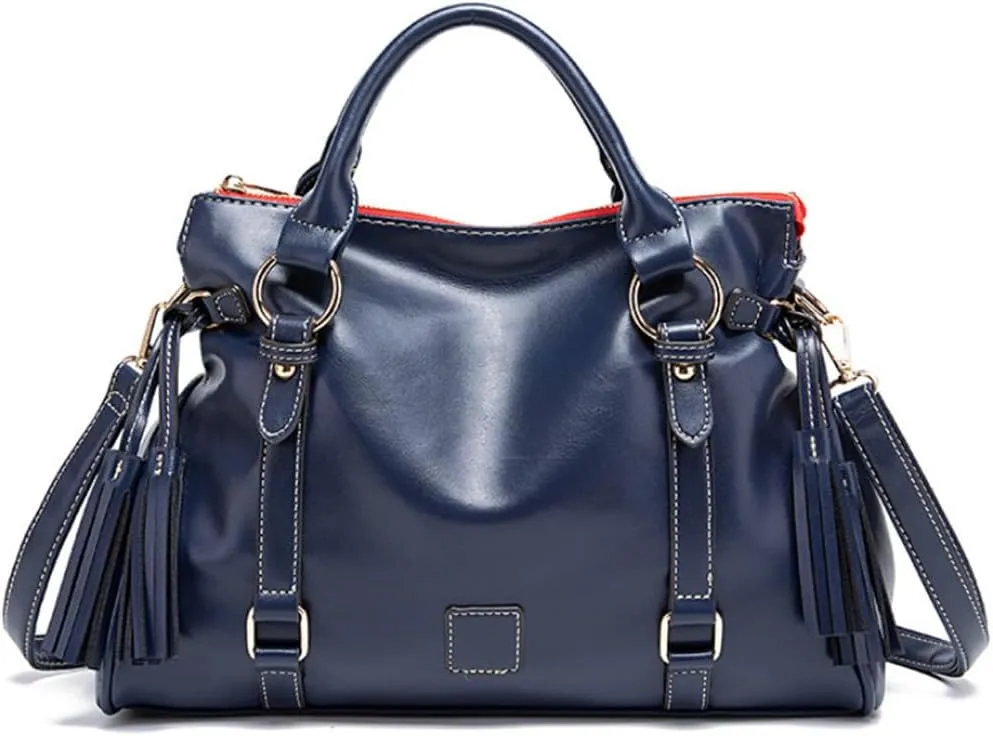 Women Hobo Tote Purse Handbag Faux Leather Top-handle Shoulder Bag with Tassel Pendant Red