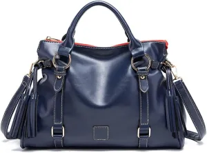 Women Hobo Tote Purse Handbag Faux Leather Top-handle Shoulder Bag with Tassel Pendant Red
