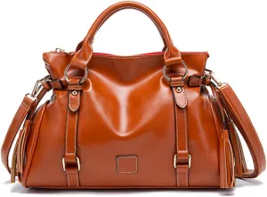 Women Hobo Tote Purse Handbag Faux Leather Top-handle Shoulder Bag with Tassel Pendant Red