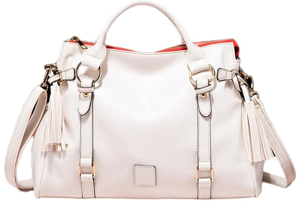 Women Hobo Tote Purse Handbag Faux Leather Top-handle Shoulder Bag with Tassel Pendant