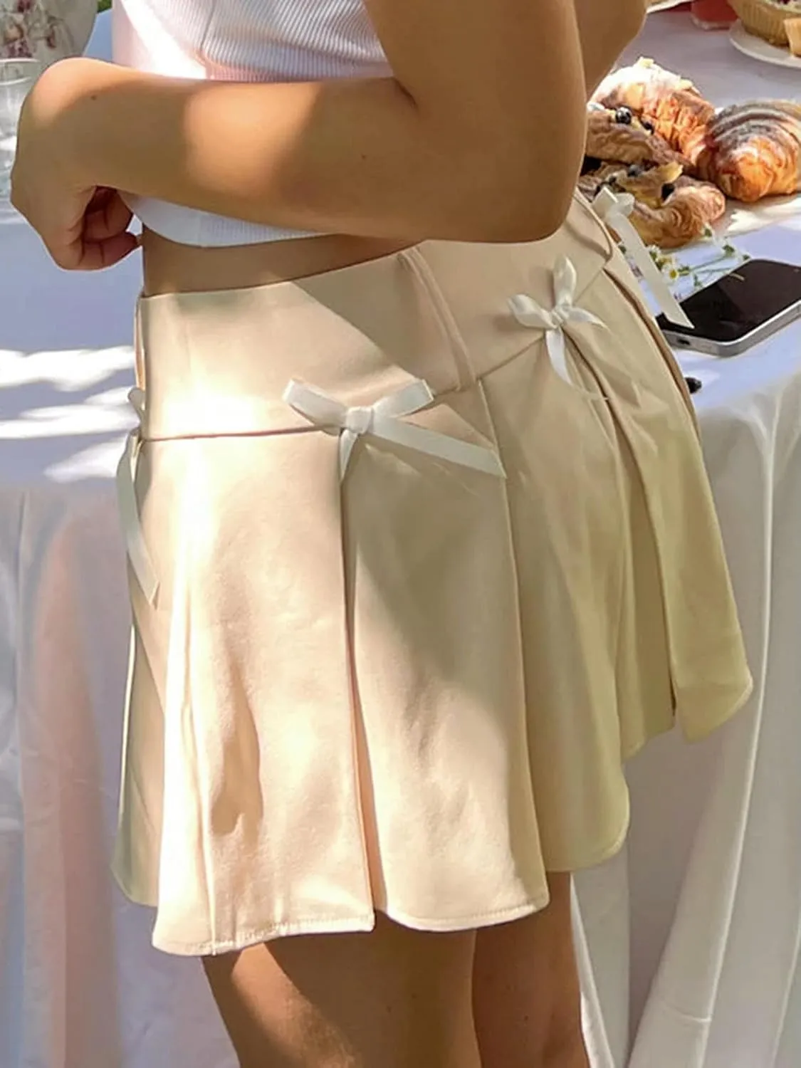 Women Pleated Skirt Casual Summer Cute A-Line Skirt for Beach Streetwear Aesthetic Clothes-Pink-L