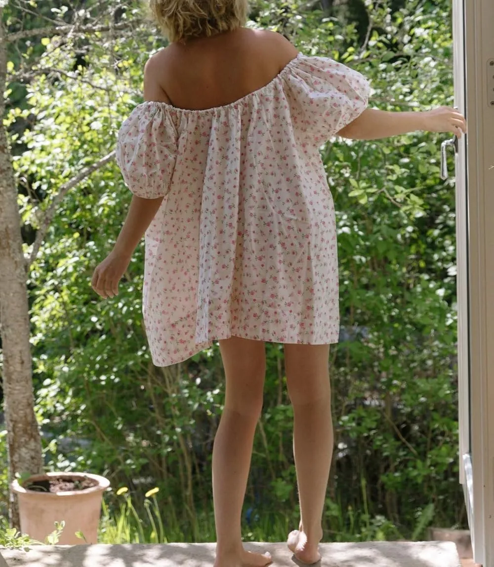 Women Puff Sleeve Babydoll Dress Square Neck Flowy Mini Dress Bow Tie Ruffle A Line Short Dress Summer Sundress