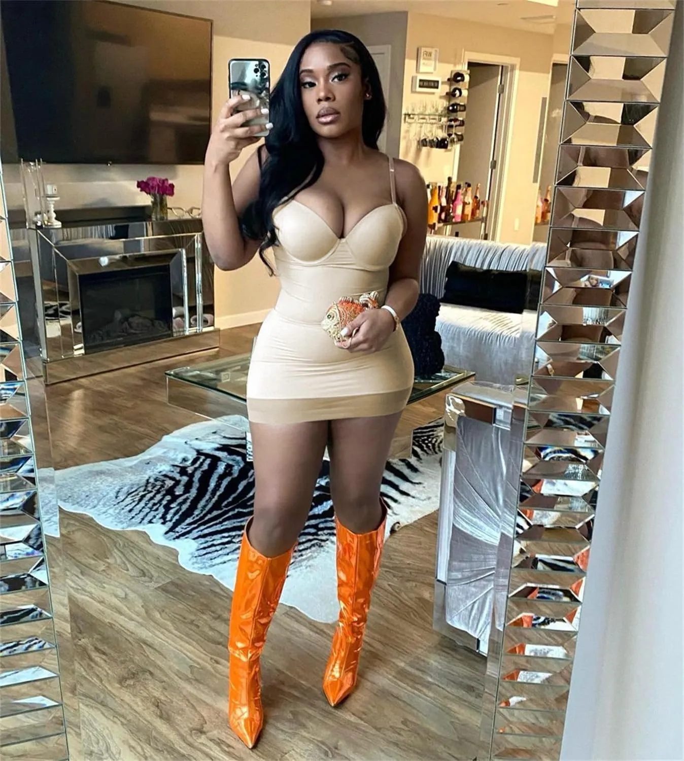 Women Sexy Spaghetti Strap Bodycon Mini Dress Sweetheart Neckline Mesh Hem Short Dresses for Club Party Night