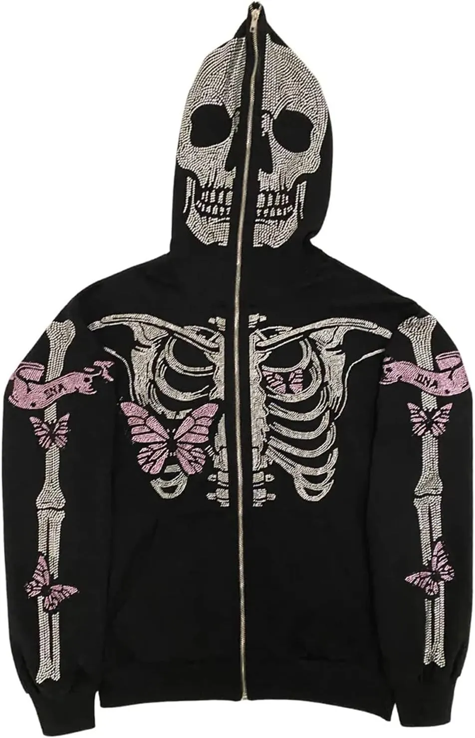 Women Zip Up Hoodie Casual Long Sleeve Y2K Vintage Graphic Aesthetic Sweatshirts Top E-Girl 90s Streetwear Jacket