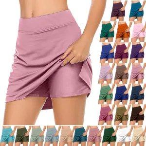 Women's Athletic Tennis Skorts with Pockets Built-in Shorts Summer Causal Yoga Running Workout Golf Skirts 2 in 1