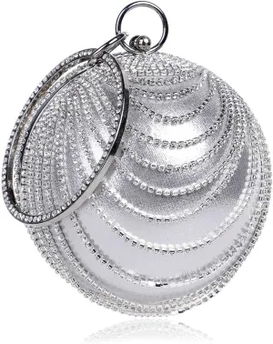 Women's Ball Shape Crystal Evening Clutch Purse Wedding Party HandBags