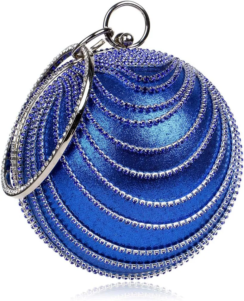 Women's Ball Shape Crystal Evening Clutch Purse Wedding Party HandBags