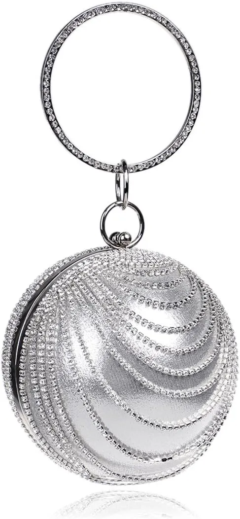 Women's Ball Shape Crystal Evening Clutch Purse Wedding Party HandBags